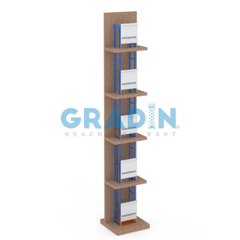 Gradin 5-Stop Vertical Lift for high-rise multi-floor automated material handling and industrial logistics