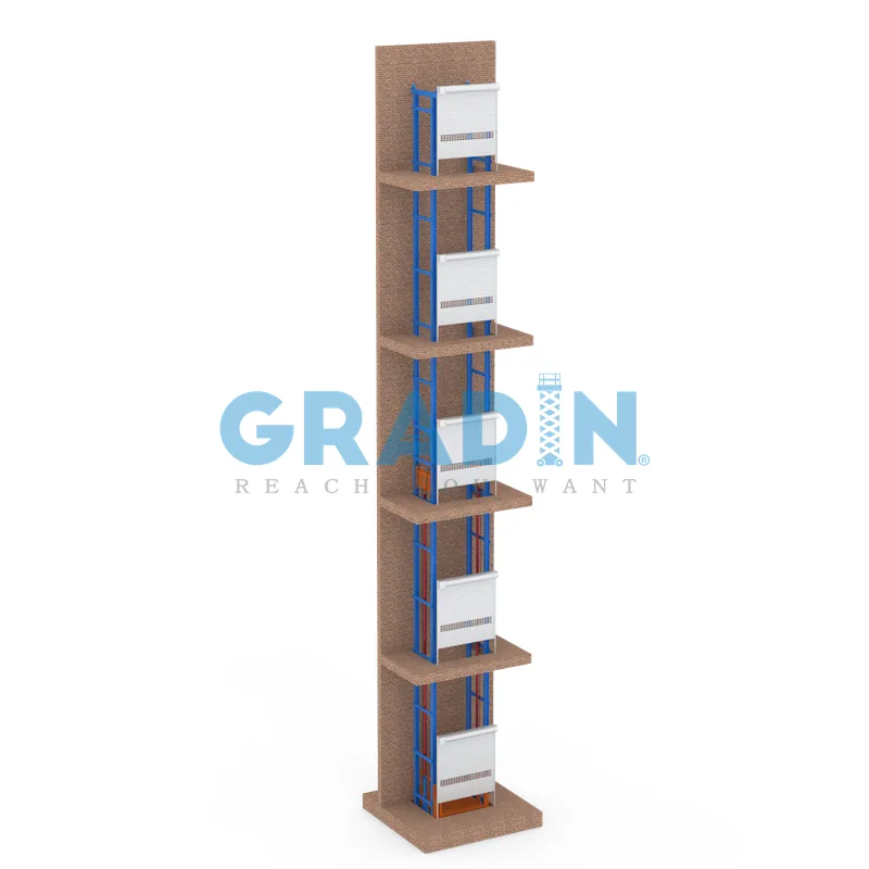 Gradin 5-Stop Vertical Lift for high-rise multi-floor automated material handling and industrial logistics